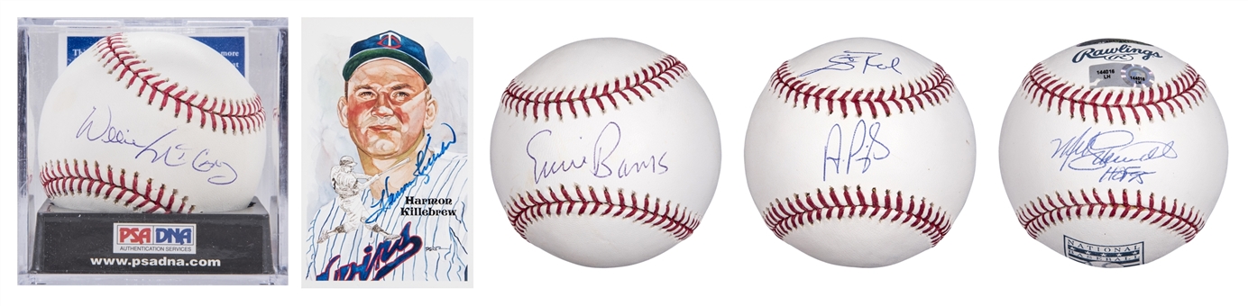 500 Home Run Club Members Signed Lot of 5 (4 Baseballs / 1 Card) With McCovey, Killebrew, Banks, Schmidt & Pujols - (MLB Authenticated & Beckett)